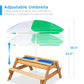 3-in-1 Kids Sand & Water Table Outdoor Wood Picnic Table w/ Umbrella