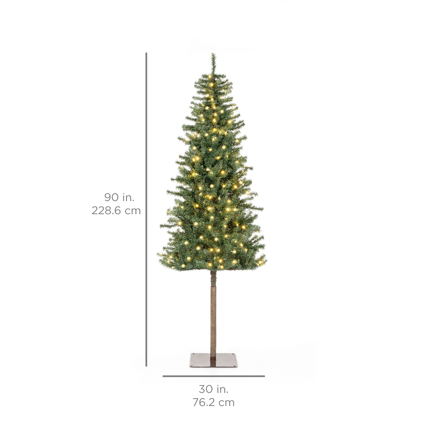 Pre-Lit Artificial Alpine Slim Pencil Christmas Tree w/ LED Lights, Stand