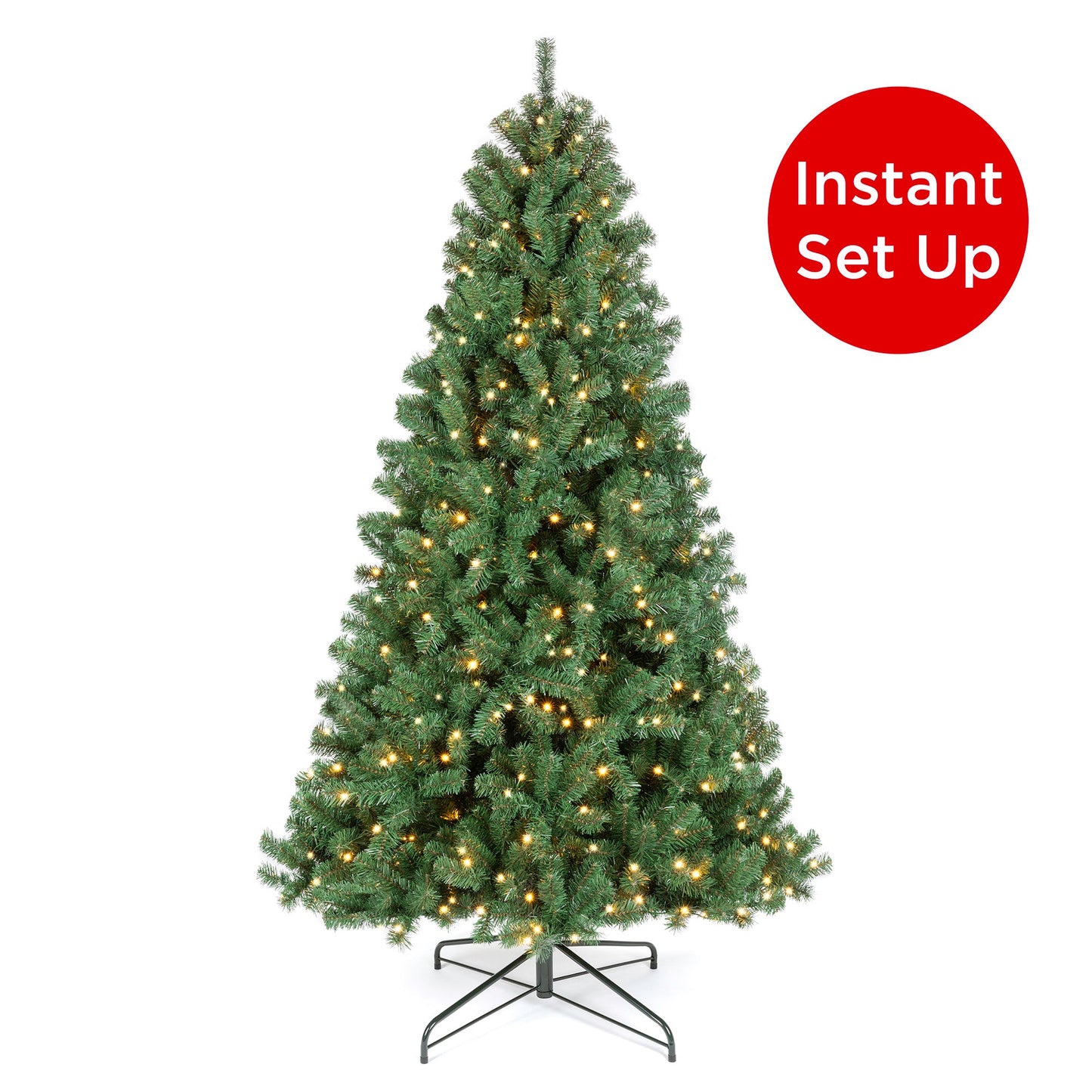 Pre-Lit Instant No Fluff Artificial Spruce Christmas Tree w/ Memory Branches