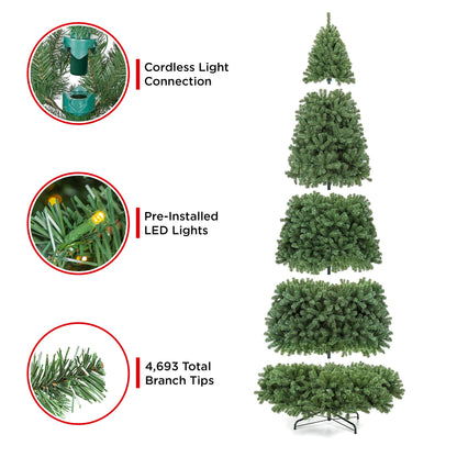 Pre-Lit Instant No Fluff Artificial Spruce Christmas Tree w/ Memory Branches