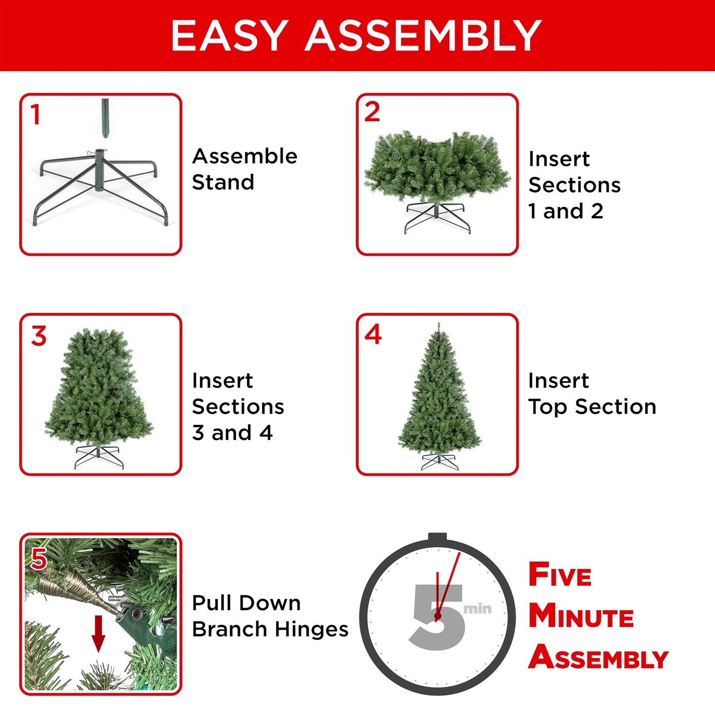 Pre-Lit Instant No Fluff Artificial Spruce Christmas Tree w/ Memory Branches