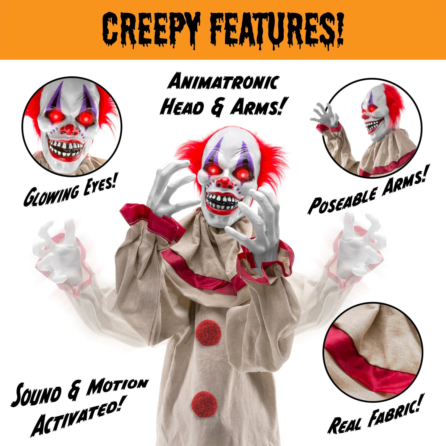 Scary Harry the Motion Activated Animatronic Killer Clown Halloween Prop