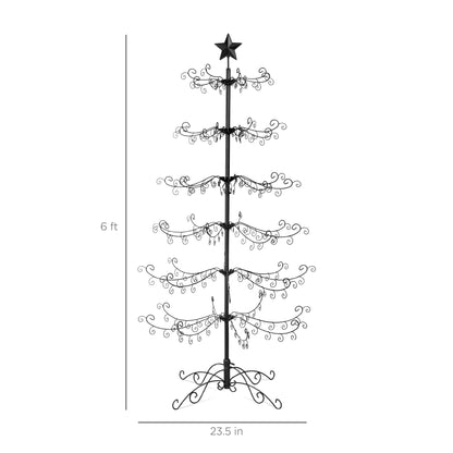 Wrought Iron Christmas Tree Ornament Display w/ Easy Assembly, Stand - 6ft