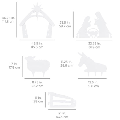 Christmas Nativity Scene Yard Decoration w/ Water Resistant PVC - 4ft