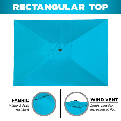 Rectangular Patio Umbrella w/ Easy Crank, UV-Resistant Fabric - 8x11ft