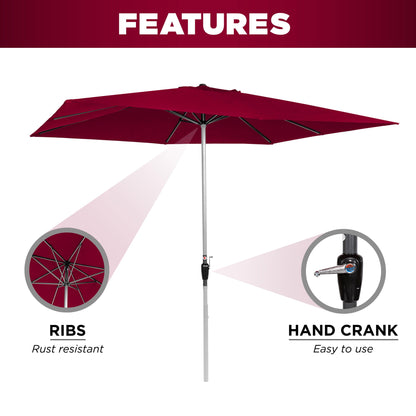 Rectangular Patio Umbrella w/ Easy Crank, UV-Resistant Fabric - 8x11ft