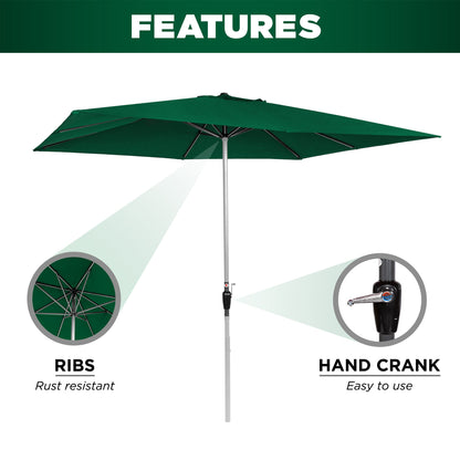 Rectangular Patio Umbrella w/ Easy Crank, UV-Resistant Fabric - 8x11ft