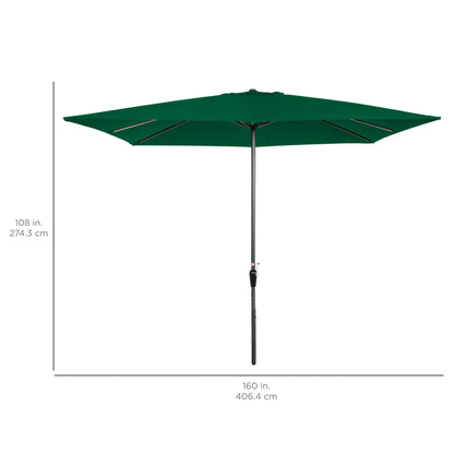 Rectangular Patio Umbrella w/ Easy Crank, UV-Resistant Fabric - 8x11ft