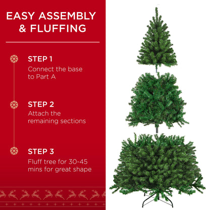 Pre-Lit Artificial Spruce Christmas Tree w/ Foldable Metal Base