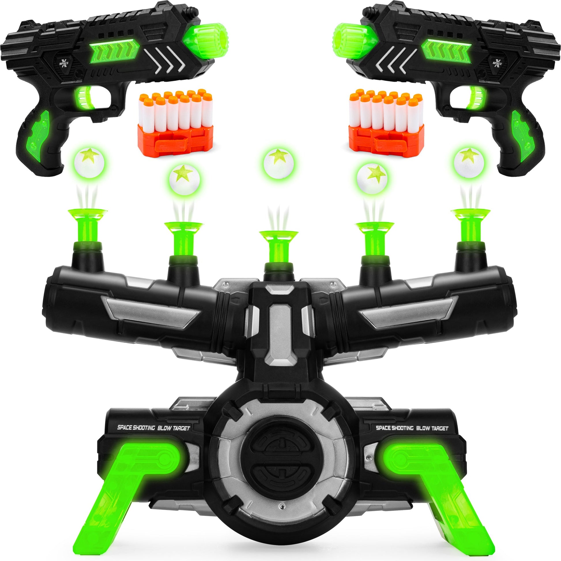 Glow-in-the-Dark Floating Target & Blaster Set w/ 24 Darts, 20 Targets