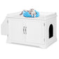 Large Wooden Cat Litter Box Enclosure & Storage Cabinet w/ Magazine Rack
