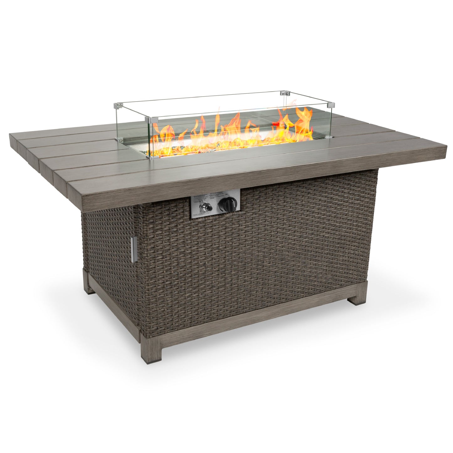52in 50,000 BTU Wicker Propane Fire Pit Table w/ Aluminum Top, Cover