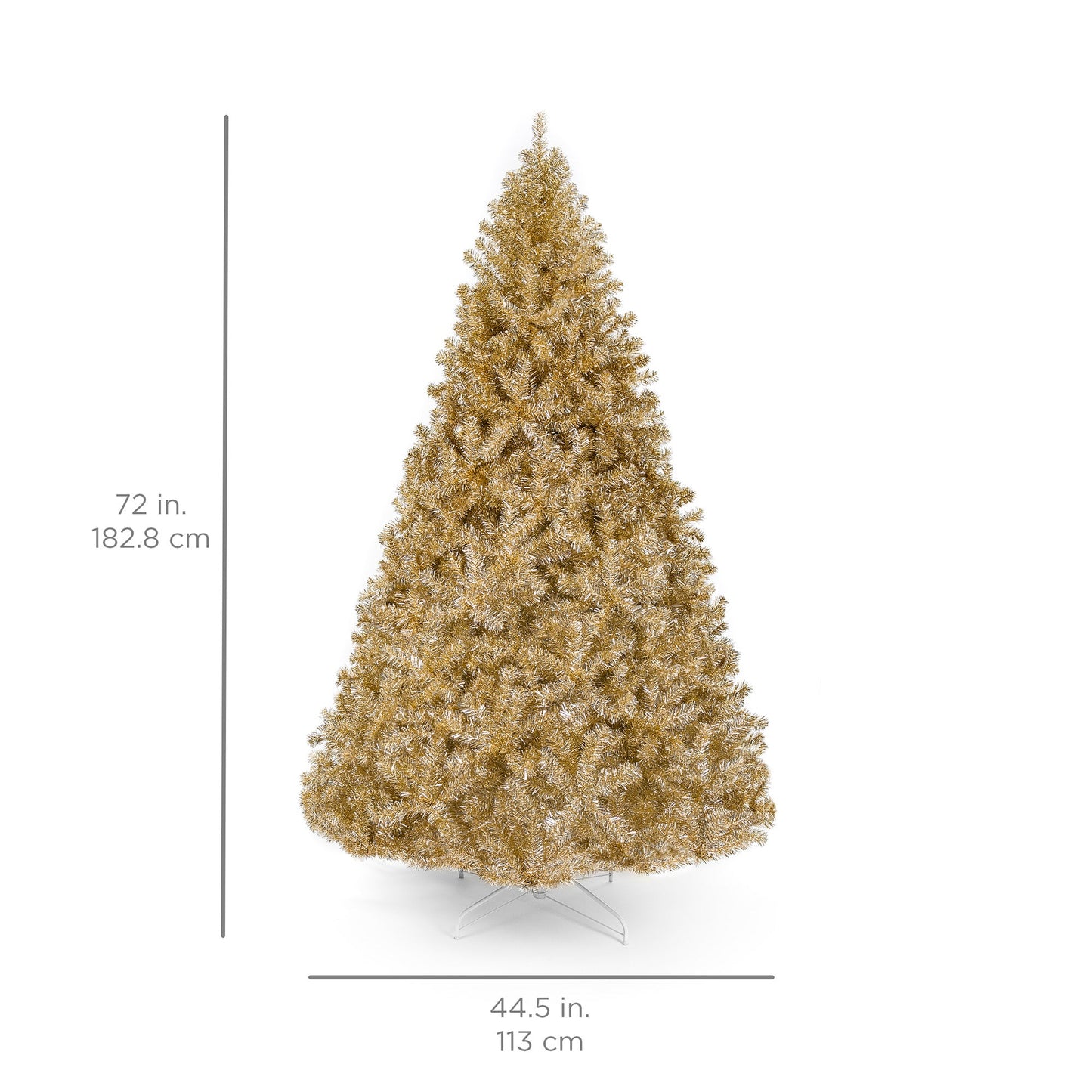 Champagne Gold Artificial Tinsel Christmas Tree w/ Foldable Stand