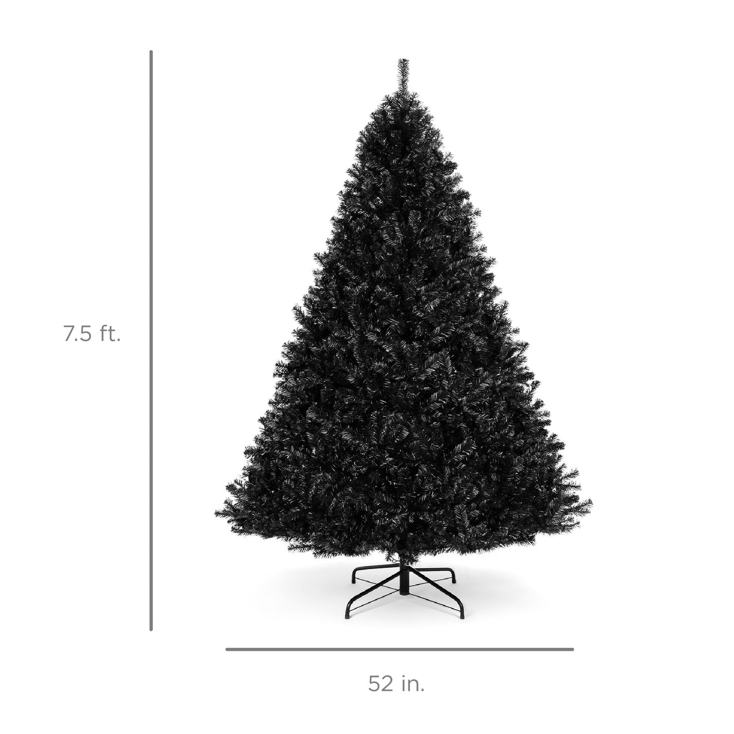 Artificial Black Christmas Tree w/ Easy Assembly, Foldable Metal Stand