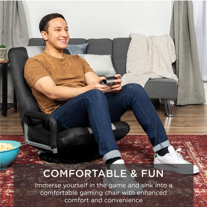 Gaming Floor Chair w/ 360-Degree Swivel, Armrest, Adjustable Backrest