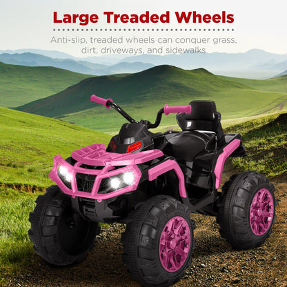 12V Kids Ride-On 4-Wheeler Quad ATV Car w/ 3.7mph Max, Bluetooth, Headlights