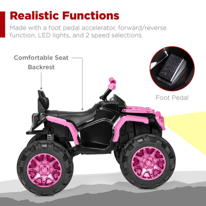 12V Kids Ride-On 4-Wheeler Quad ATV Car w/ 3.7mph Max, Bluetooth, Headlights