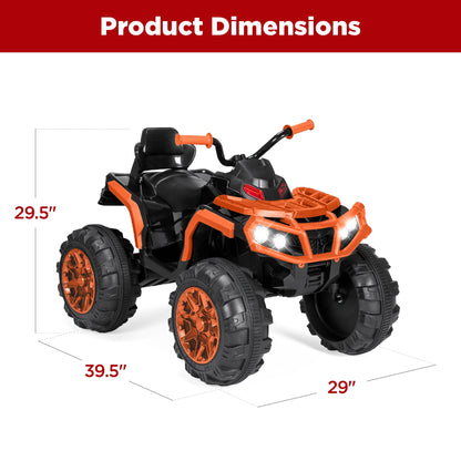 12V Kids Ride-On 4-Wheeler Quad ATV Car w/ 3.7mph Max, Bluetooth, Headlights