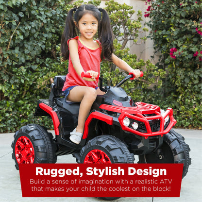 12V Kids Ride-On 4-Wheeler Quad ATV Car w/ 3.7mph Max, Bluetooth, Headlights