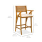 Set of 2 Outdoor Acacia Wood Bar Stools Chairs w/ Weather-Resistant Cushions
