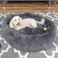 Self-Warming Shag Fur Calming Pet Bed w/ Water-Resistant Lining - Gray