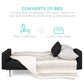 Convertible Linen Tufted Futon w/ 2 Plush Pillows, Split-Back Design