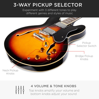 All-Inclusive Semi-Hollow Body Electric Guitar Set