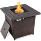 28in Fire Pit Table 50,000 BTU Wicker Propane w/ Faux Wood Tabletop, Cover