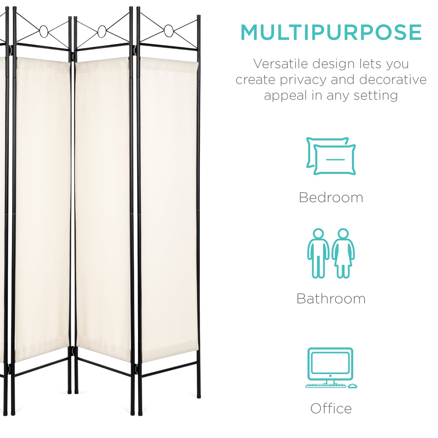 4-Panel Folding Privacy Screen Room Divider Decoration Accent, 6ft