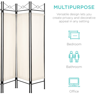 4-Panel Folding Privacy Screen Room Divider Decoration Accent, 6ft