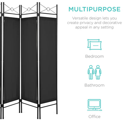 4-Panel Folding Privacy Screen Room Divider Decoration Accent, 6ft