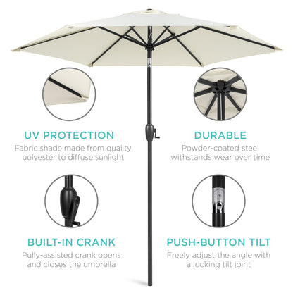 Outdoor Market Patio Umbrella w/ Push Button Tilt, Crank Lift - 7.5ft