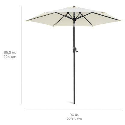 Outdoor Market Patio Umbrella w/ Push Button Tilt, Crank Lift - 7.5ft