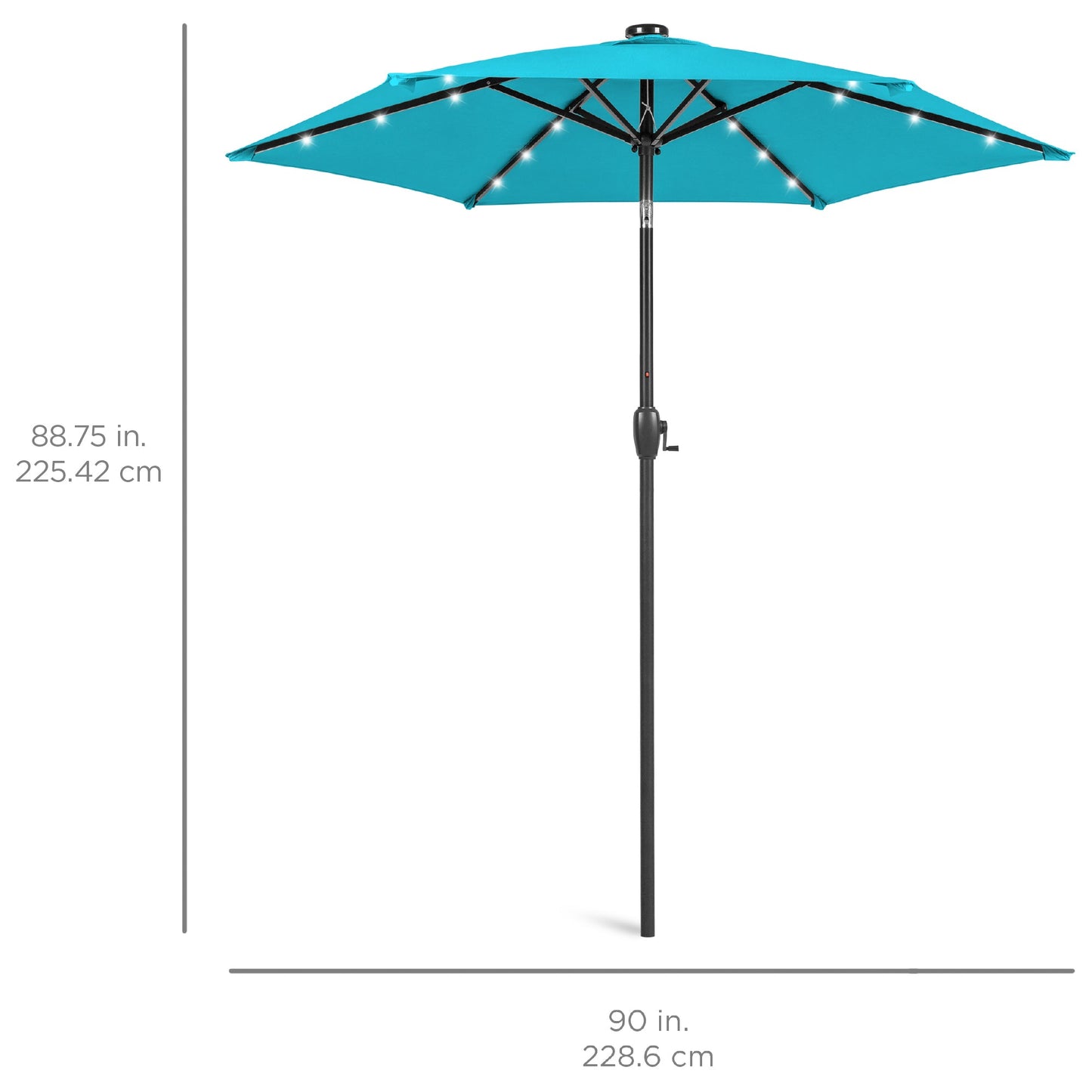 Outdoor Solar Patio Umbrella w/ Push Button Tilt, Crank Lift - 7.5ft