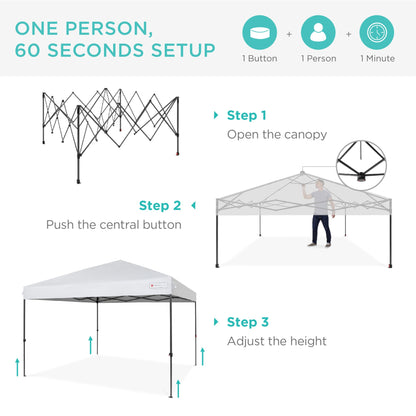 One-Person Setup Instant Pop Up Canopy w/ Wheeled Bag - 10x10ft