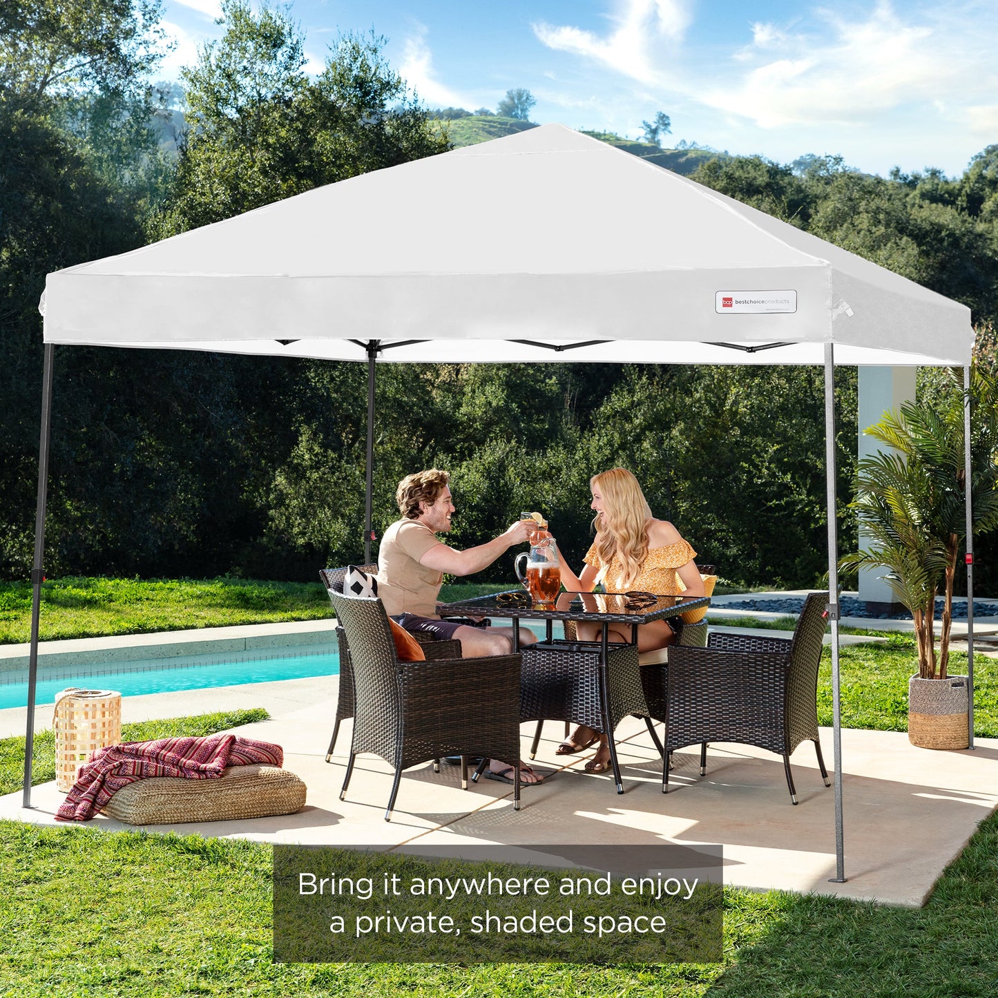 One-Person Setup Instant Pop Up Canopy w/ Wheeled Bag - 10x10ft