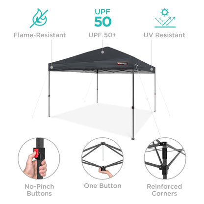 One-Person Setup Instant Pop Up Canopy w/ Wheeled Bag - 10x10ft