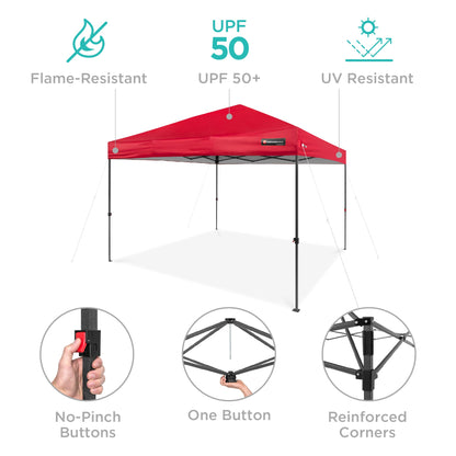 One-Person Setup Instant Pop Up Canopy w/ Wheeled Bag - 10x10ft