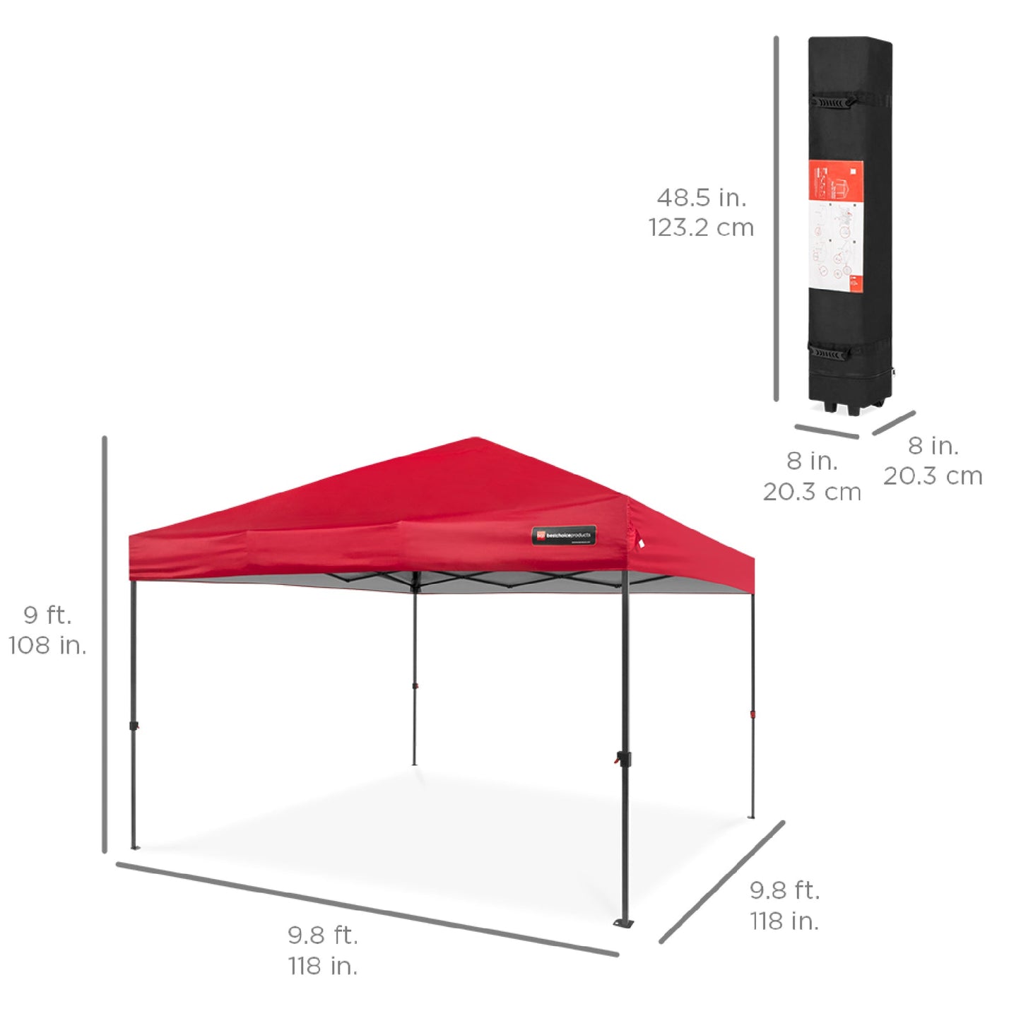 One-Person Setup Instant Pop Up Canopy w/ Wheeled Bag - 10x10ft