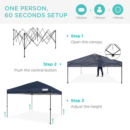 One-Person Setup Instant Pop Up Canopy w/ Wheeled Bag - 10x10ft