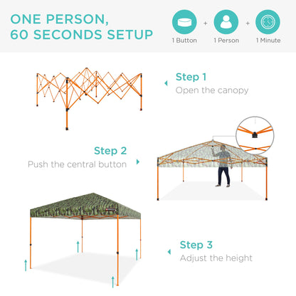 One-Person Setup Instant Pop Up Canopy w/ Wheeled Bag - 10x10ft