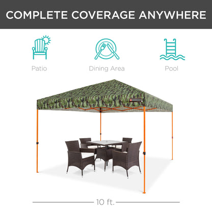 One-Person Setup Instant Pop Up Canopy w/ Wheeled Bag - 10x10ft