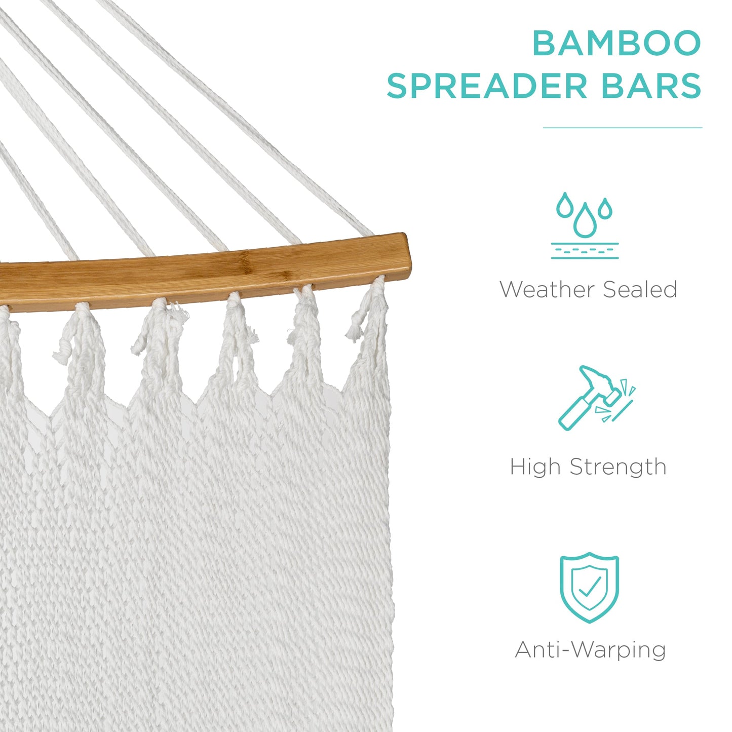 2-Person Woven Polyester Hammock w/ Curved Bamboo Spreader Bar, Carry Bag