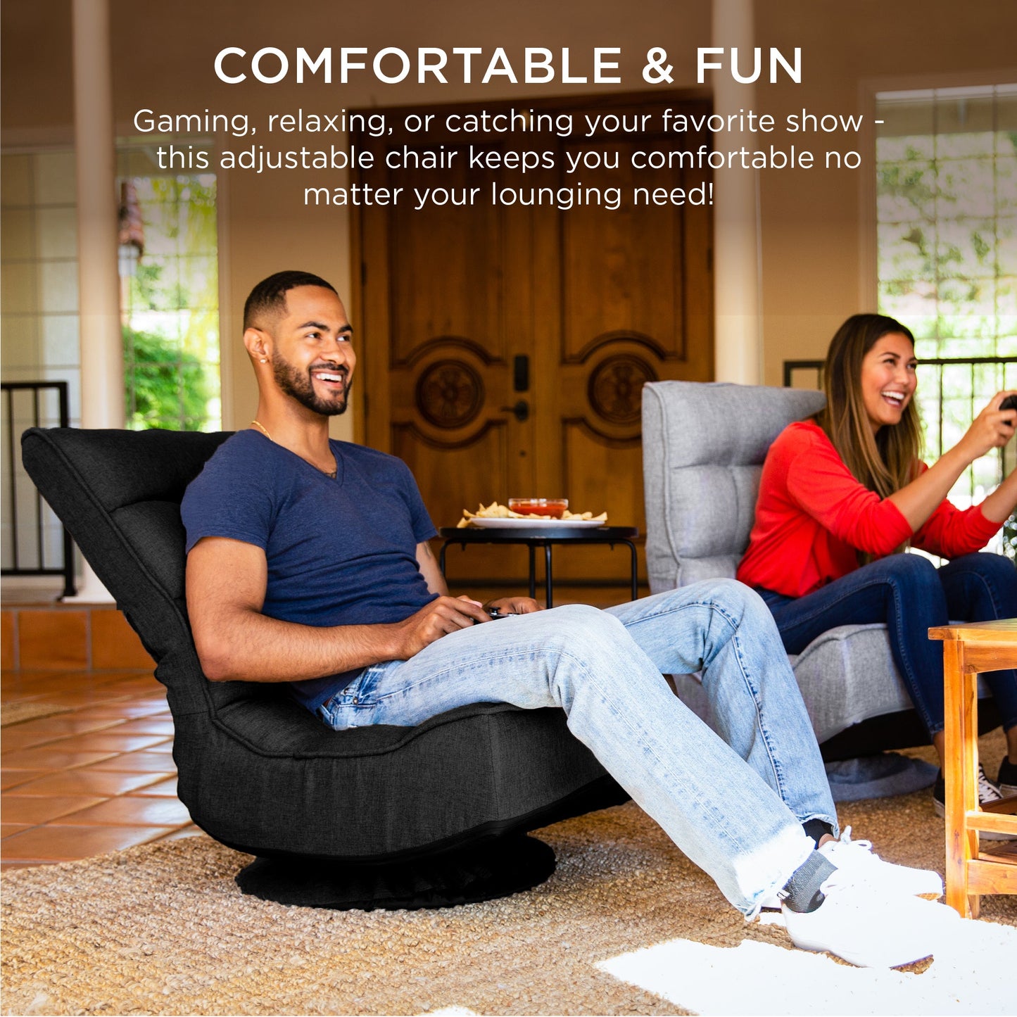 Folding Floor Gaming Chair w/ 360-Degree Swivel, 4 Adjustable Positions