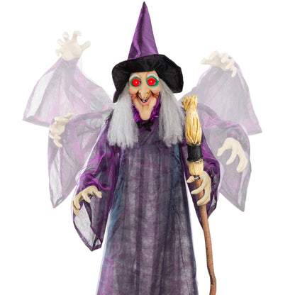 Wicked Wanda Standing Animatronic Witch with Sounds, LED Eyes - 5ft