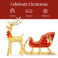 Lighted Christmas Reindeer & Sleigh Outdoor Decor Set w/ LED Lights