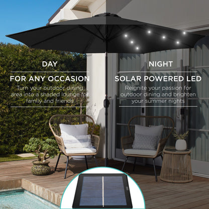 Solar LED Lighted Patio Umbrella w/ Tilt Adjustment, UV-Resistance - 10ft