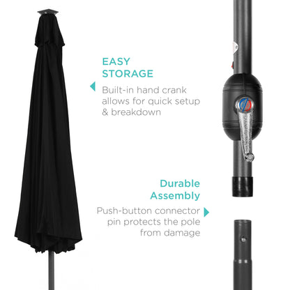 Solar LED Lighted Patio Umbrella w/ Tilt Adjustment, UV-Resistance - 10ft