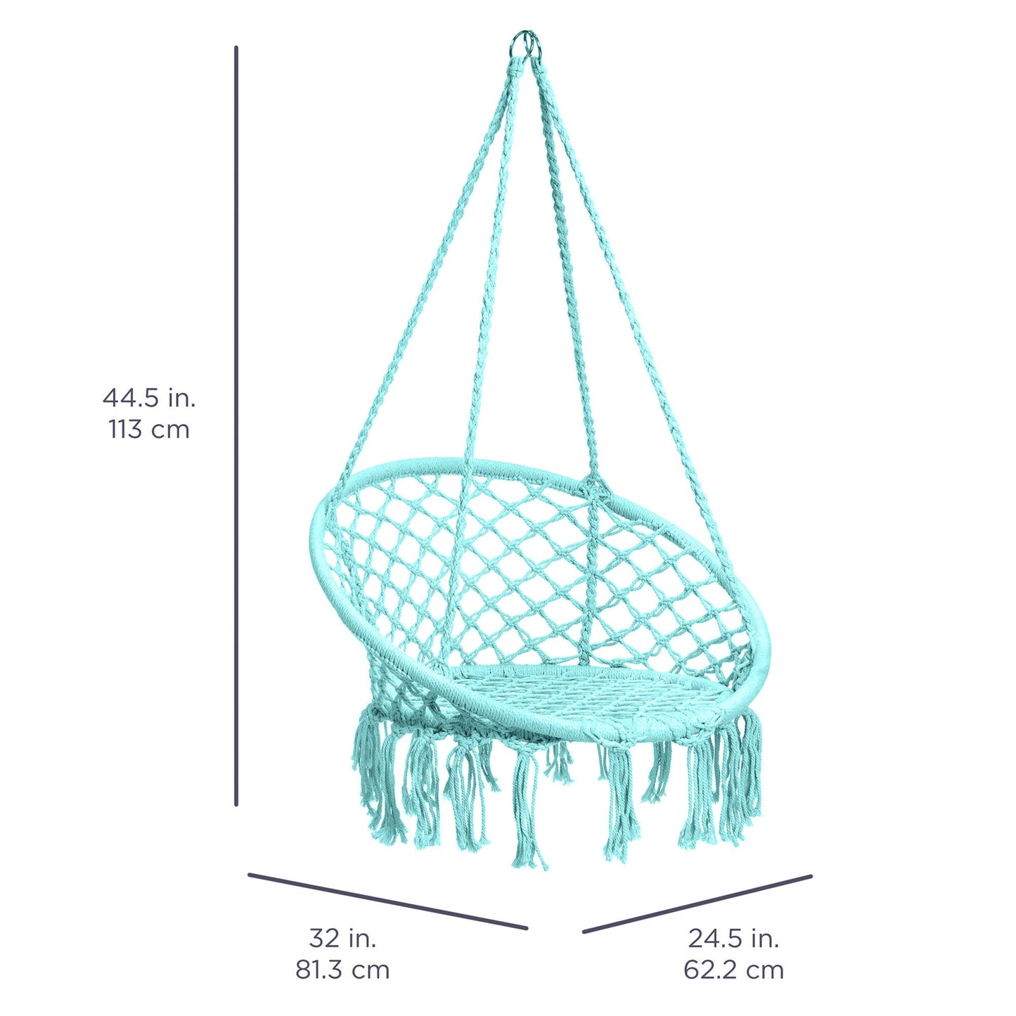 Cotton Macrame Hammock Hanging Chair Swing, Handwoven w/ Backrest