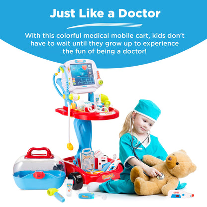 Play Doctor Kit for Kids, Boys & Girls with 17 Accessories, Mobile Cart